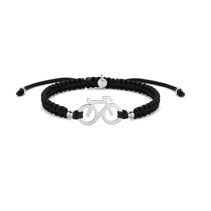 SILVER BIKE BRAIDED BRACELET