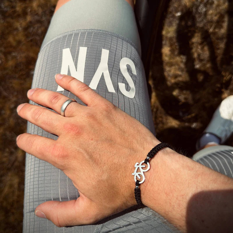SILVER BIKE BRAIDED BRACELET