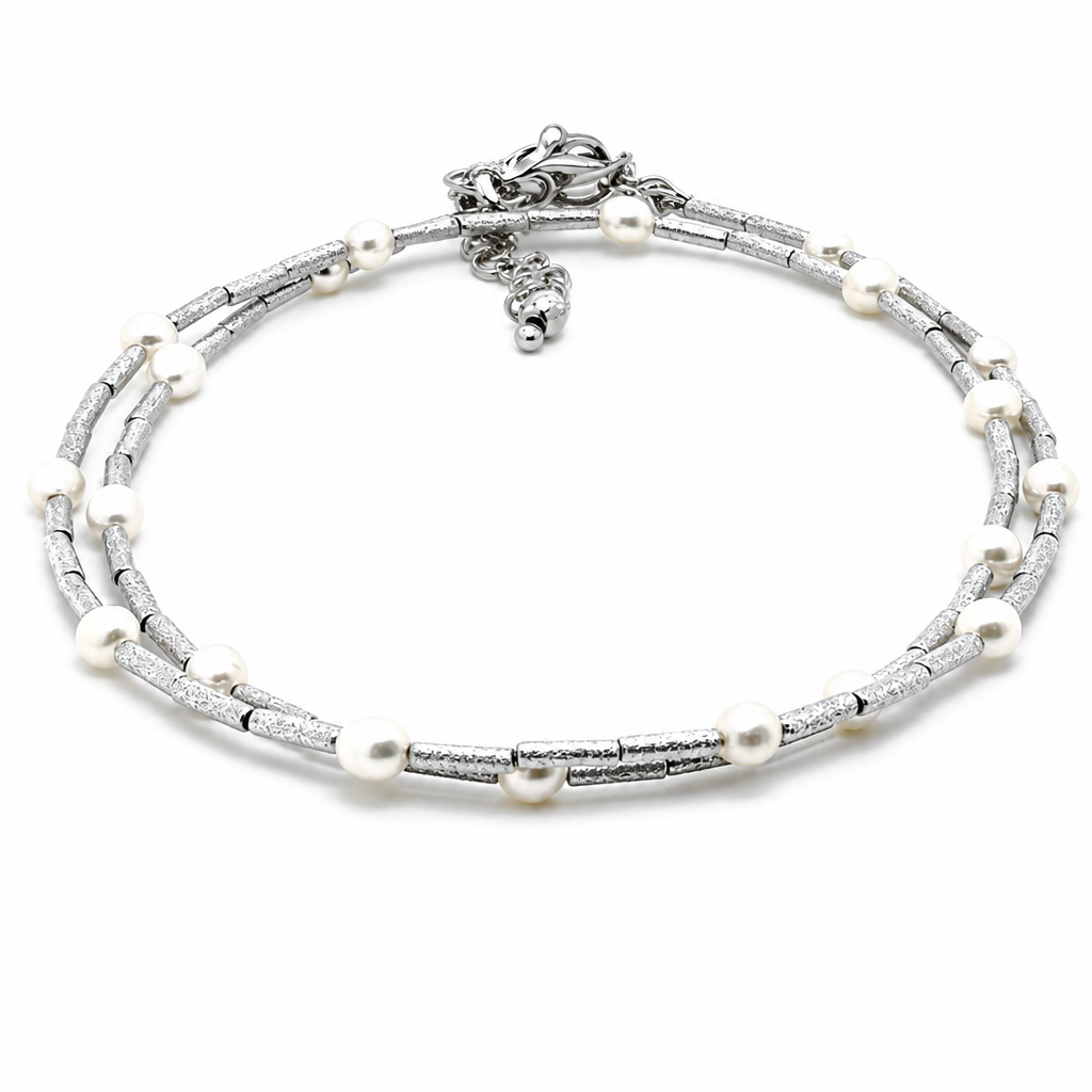 Rosario Pearls Choker (Placcato Rodio, Pearls)