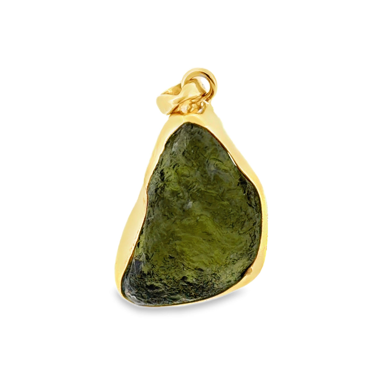 Moldavit Anhänger vergoldet