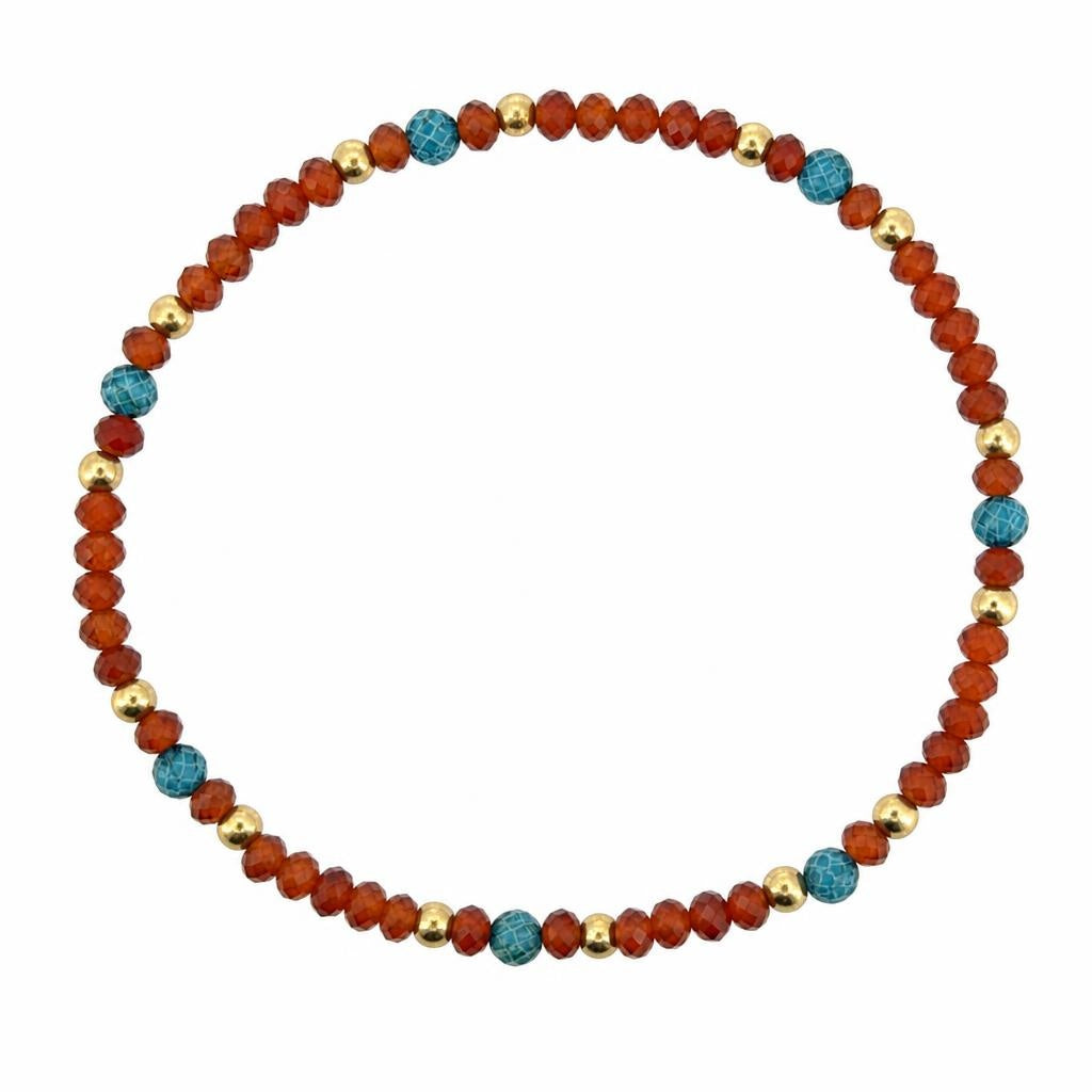 Karneol facettiert, 3 mm mit London Topas & Edelstahl Kugeln