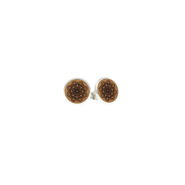 Mandala Ohrstecker aus Holz und Edelstahl