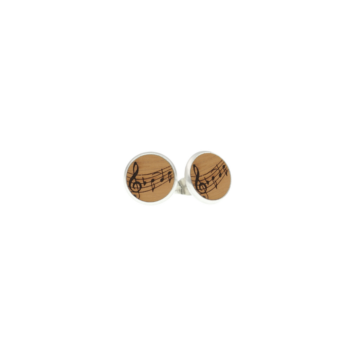 Noten Ohrstecker aus Holz und  Edelstahl