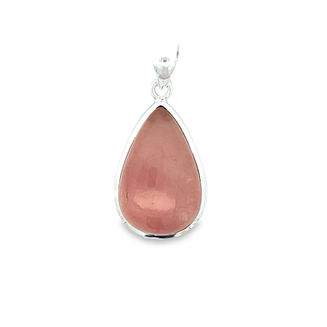 Ciondolo in quarzo rosa con montatura in argento