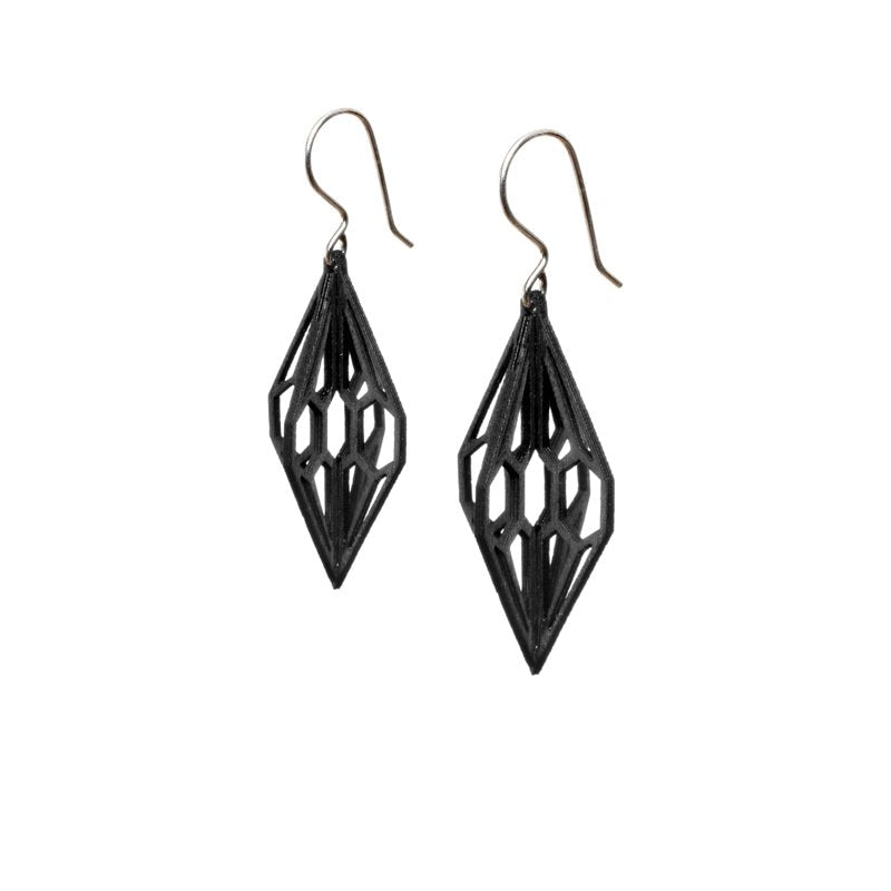 DIAMOND 3D Ohrring Birke Schwarz, Silber – Peter Bijoux Modeschmuck