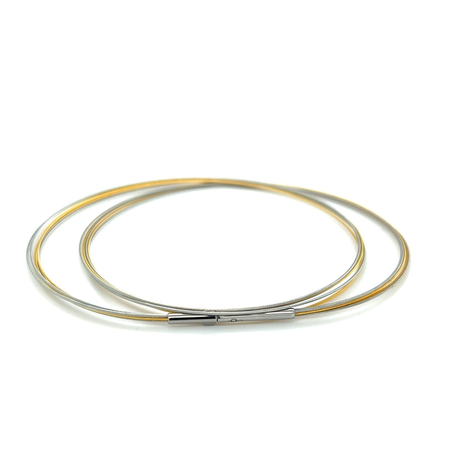 Edelstahl Litze, Bicolor 45 cm, 5-reihig Doppelclipverschluss Edelstahl