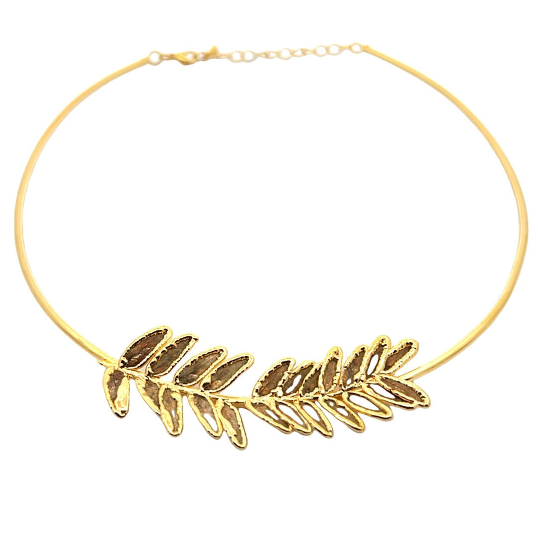 Akazienzweig Collier, vergoldet