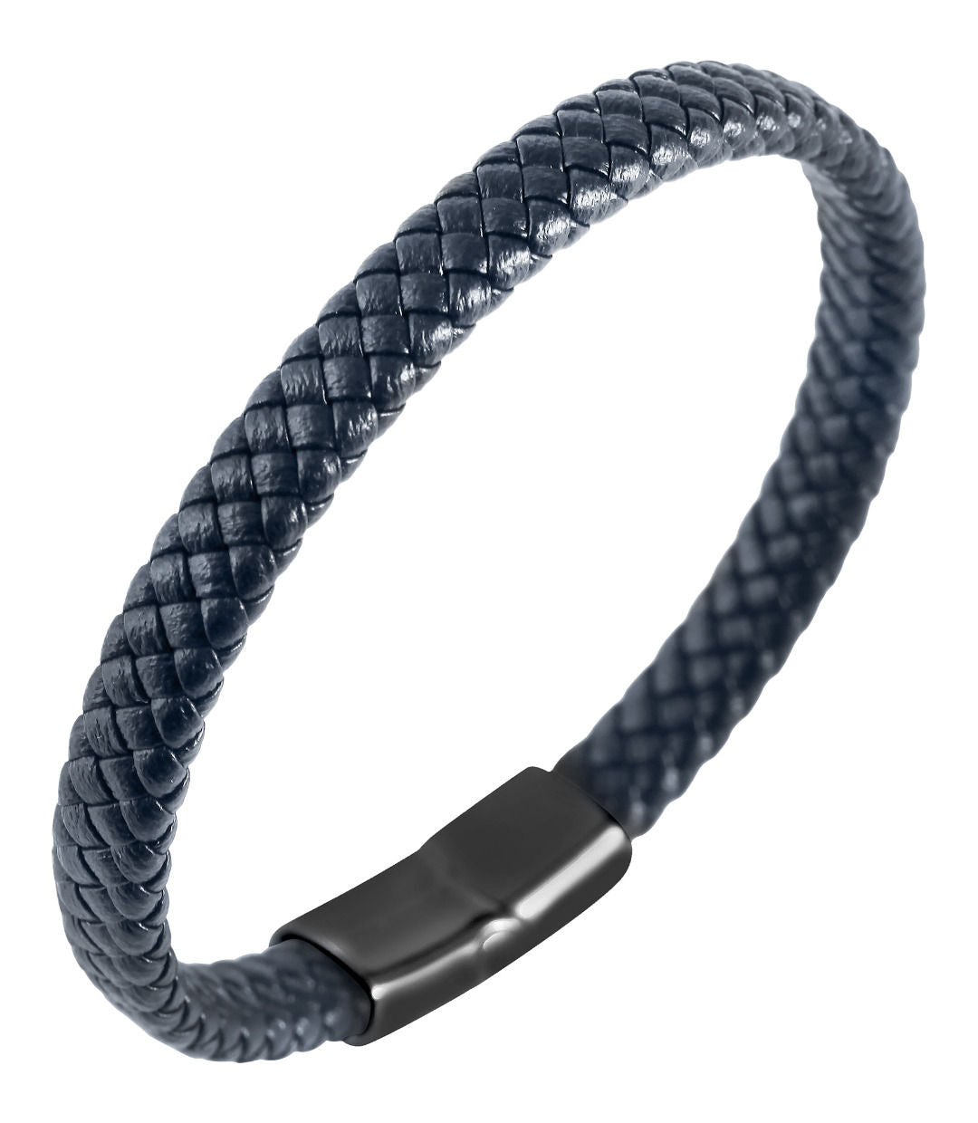 Echtlederarmband, geflochten, blau schwarz