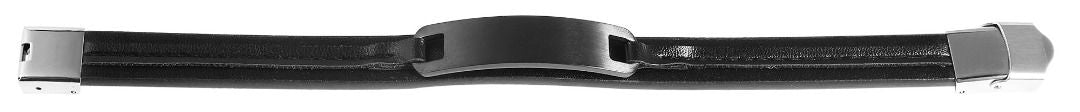 Armband aus Echtleder und Edelstahl, schwarz/schwarz