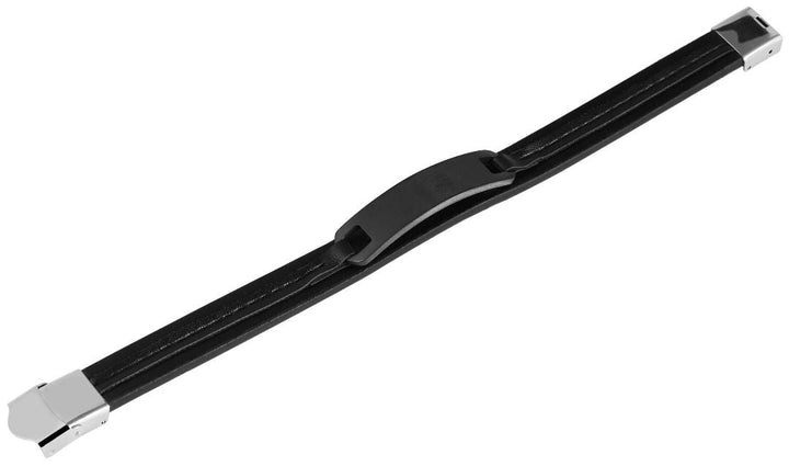 Armband aus Echtleder und Edelstahl, schwarz/schwarz