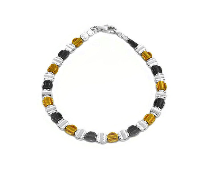 Armband Silber, Silber vergoldet  und Silber geschwärzt