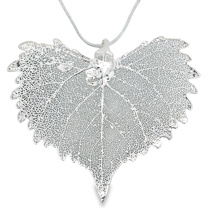 Baumwollblatt Anhänger, Echtblatt, mit Kette rhodiniert