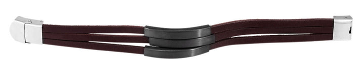 Echtlederarmband, dreireihig mit Gravurplatten, dunkelbraun/schwarz