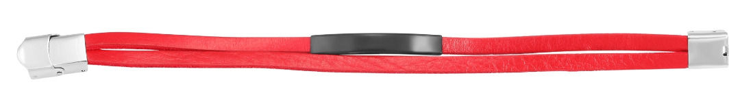 Echtlederarmband mit Edelstahlgravurplatte, rot/schwarz