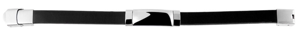 Echtlederarmband mit Edelstahlgravurplatte, schwarz/silberfarben