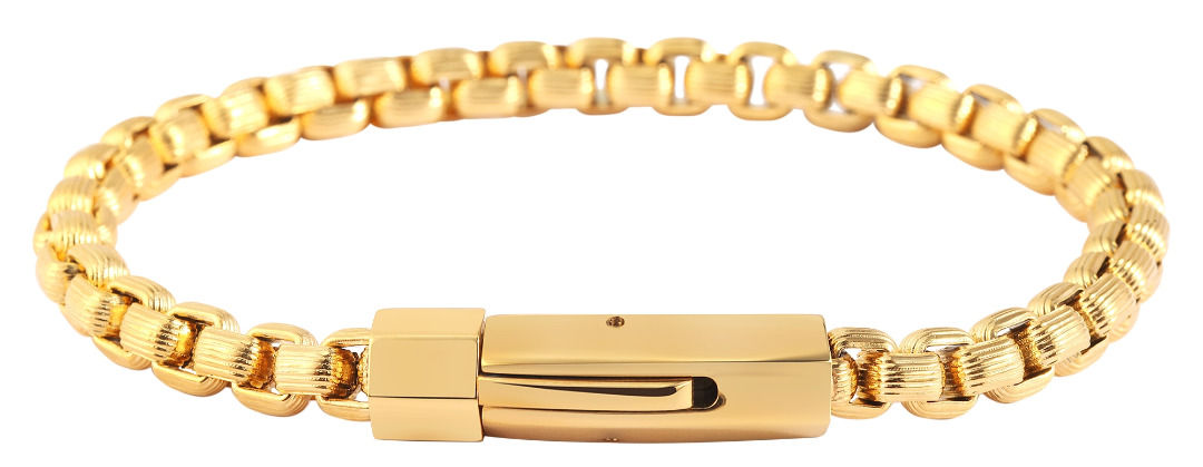 Bracciale veneziano in acciaio inossidabile, rivestimento IP, color oro