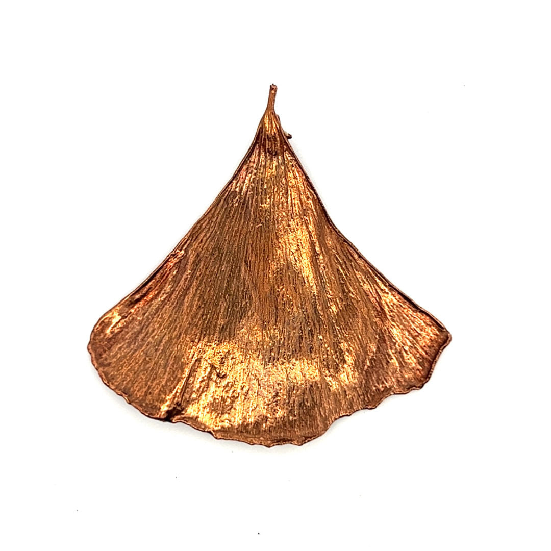 Ciondolo Ginkgo, foglia vera, placcato oro rosa scuro (senza catena)