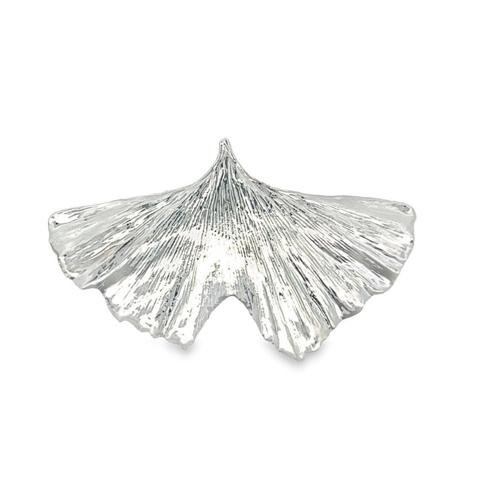 Ginkgo Anhänger, Echtblatt, mit Kette rhodiniert