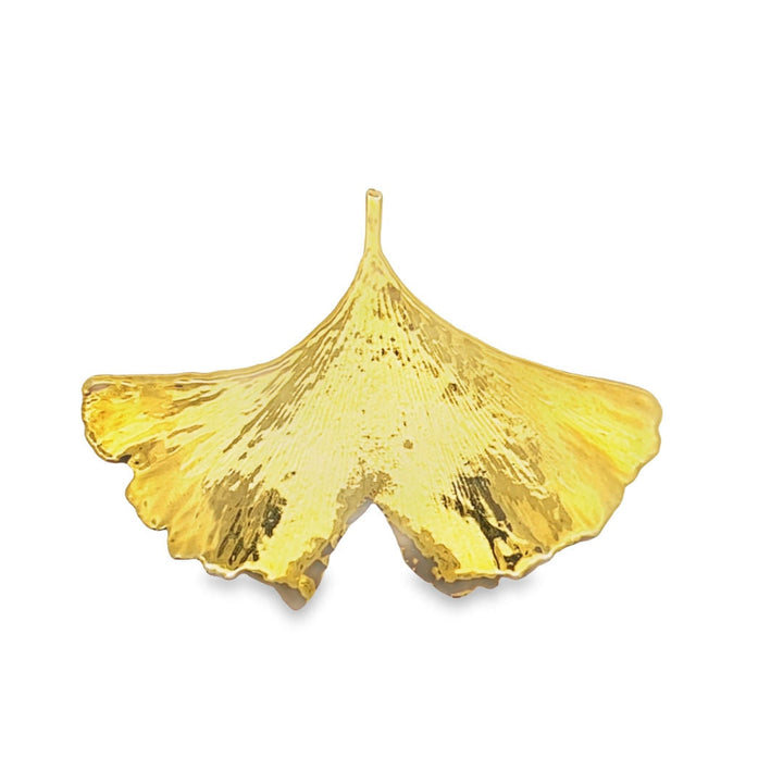 Ginkgo Anhänger, Echtblatt, mit Kette vergoldet