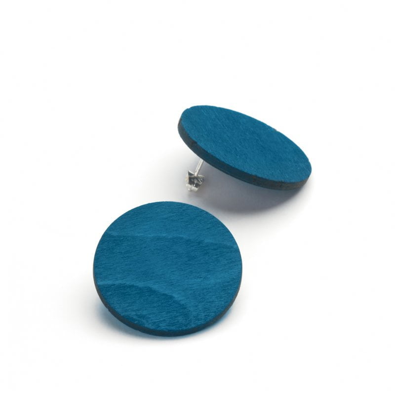 KORONA ROUND Ohrring Birke Blau, Silber