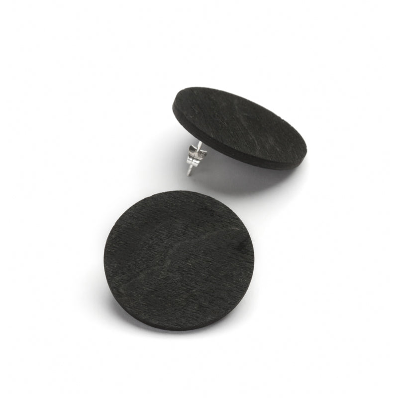 KORONA ROUND Ohrring Birke Schwarz, Silber