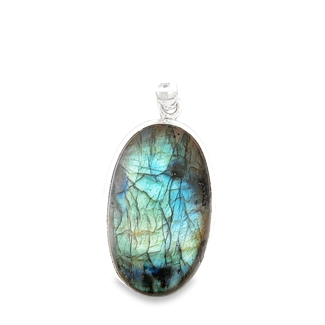 Ciondolo in labradorite con montatura in argento