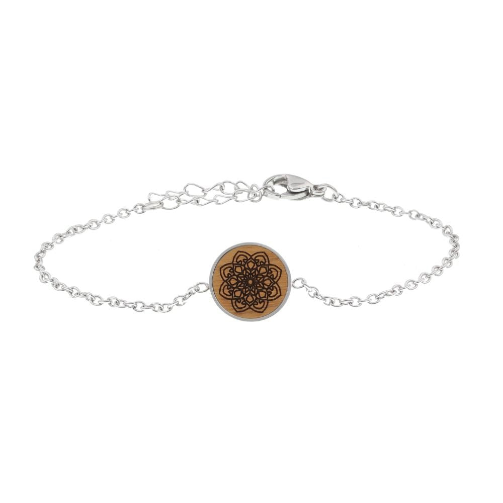 Bracciale Mandala Skyla in acciaio inossidabile e noce