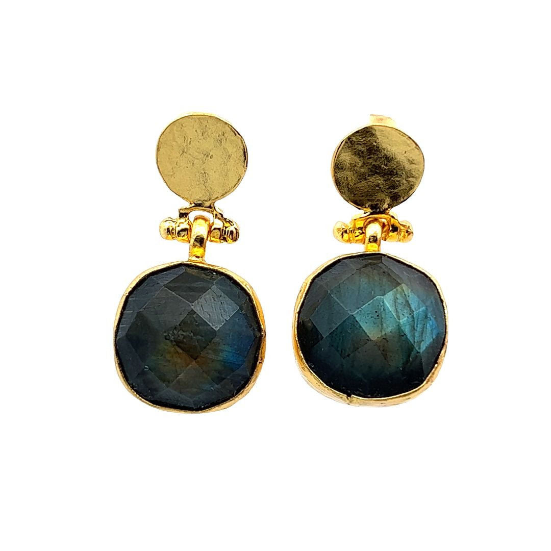 Orecchino in ottone placcato oro e labradorite