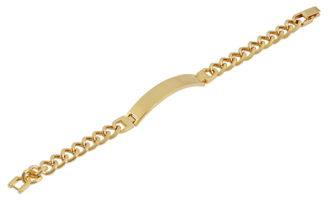 Panzerketten-Armband aus Edelstahl mit Gravurplatte, goldfarbig