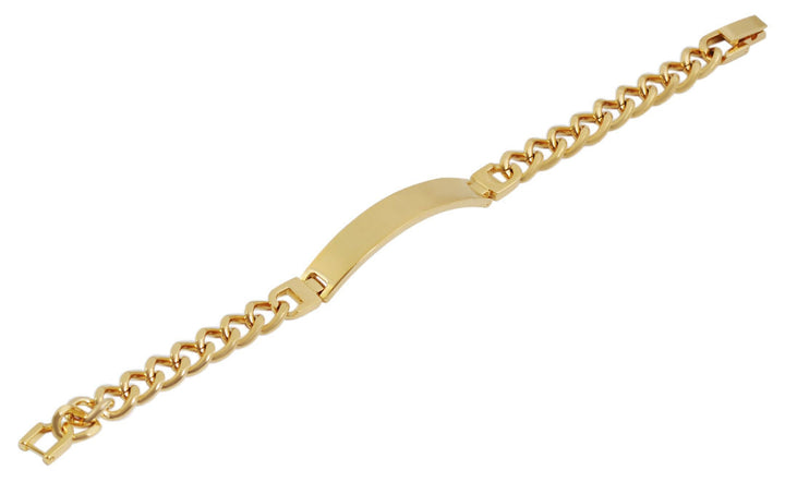 Panzerketten-Armband aus Edelstahl mit Gravurplatte, goldfarbig