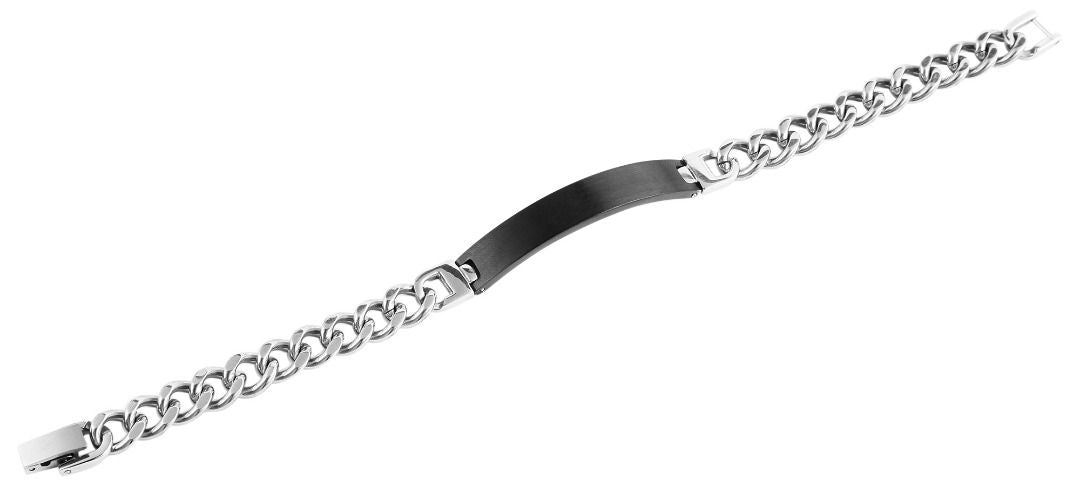 Panzerketten-Armband aus Edelstahl, silberfarben/schwarz