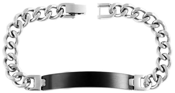 Panzerketten-Armband aus Edelstahl, silberfarben/schwarz