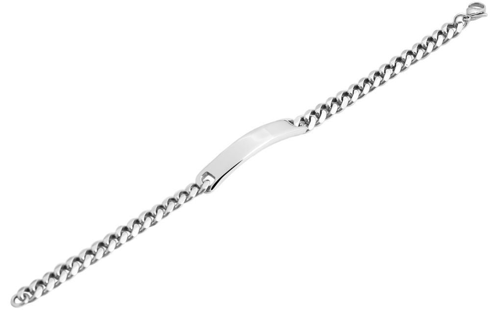 Panzerketten-Identarmband aus Edelstahl, silberfarbig