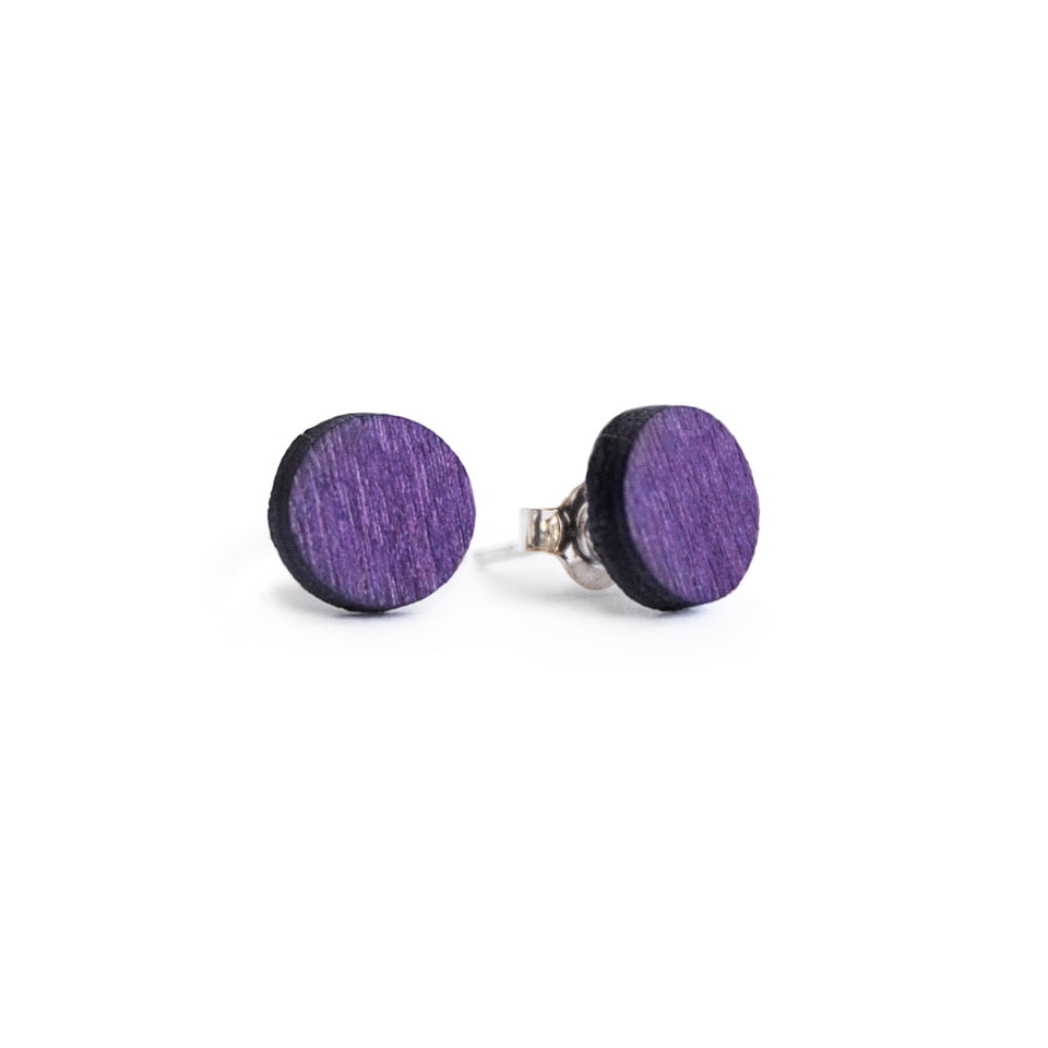 PILKE ROUND Ohrstecker Birke Violett Silber