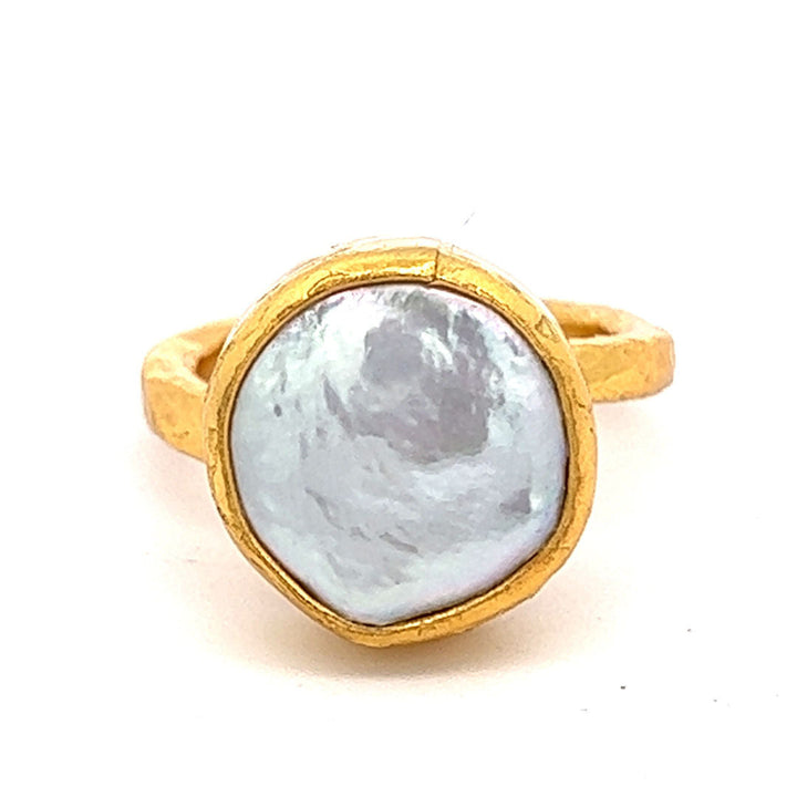 Ring Messing vergoldet Barockperle