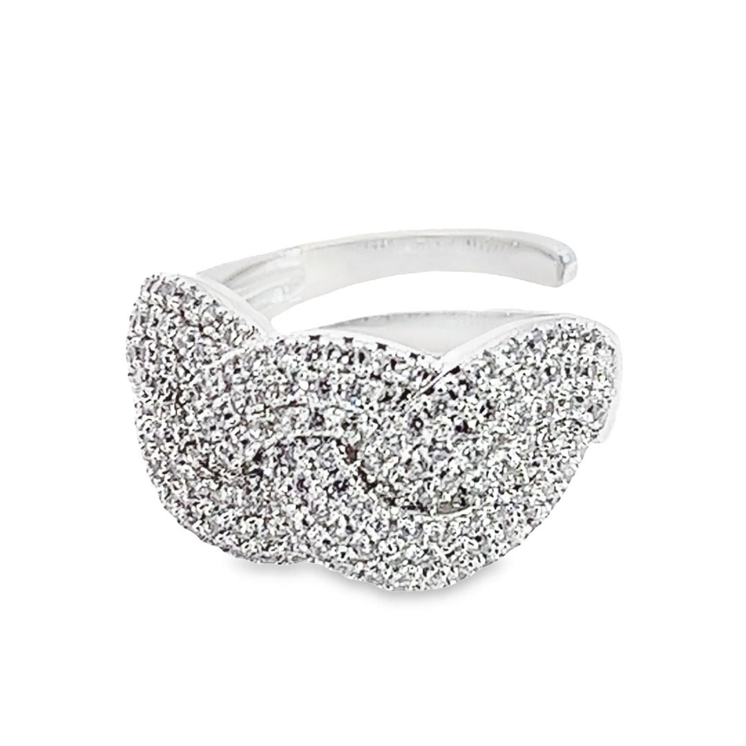 Ring rhodiniert mit Zirkonia Steinen