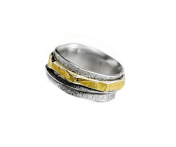 Ring Silber, vergoldet und geschwärzt - Gr. 56