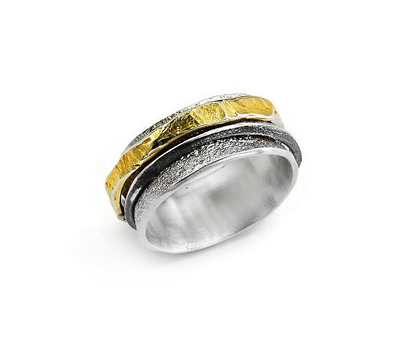 Ring Silber, vergoldet und geschwärzt - Gr. 56
