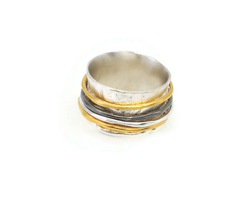 Ring Silber, vergoldet und geschwärzt - Gr. 60