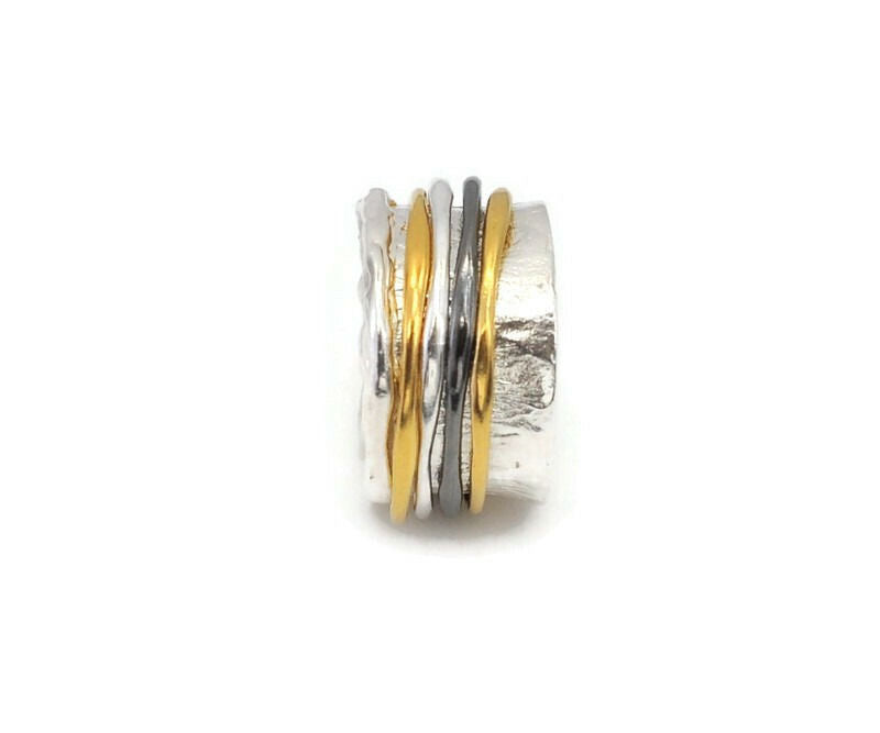 Ring Silber, vergoldet und geschwärzt - Gr. 60