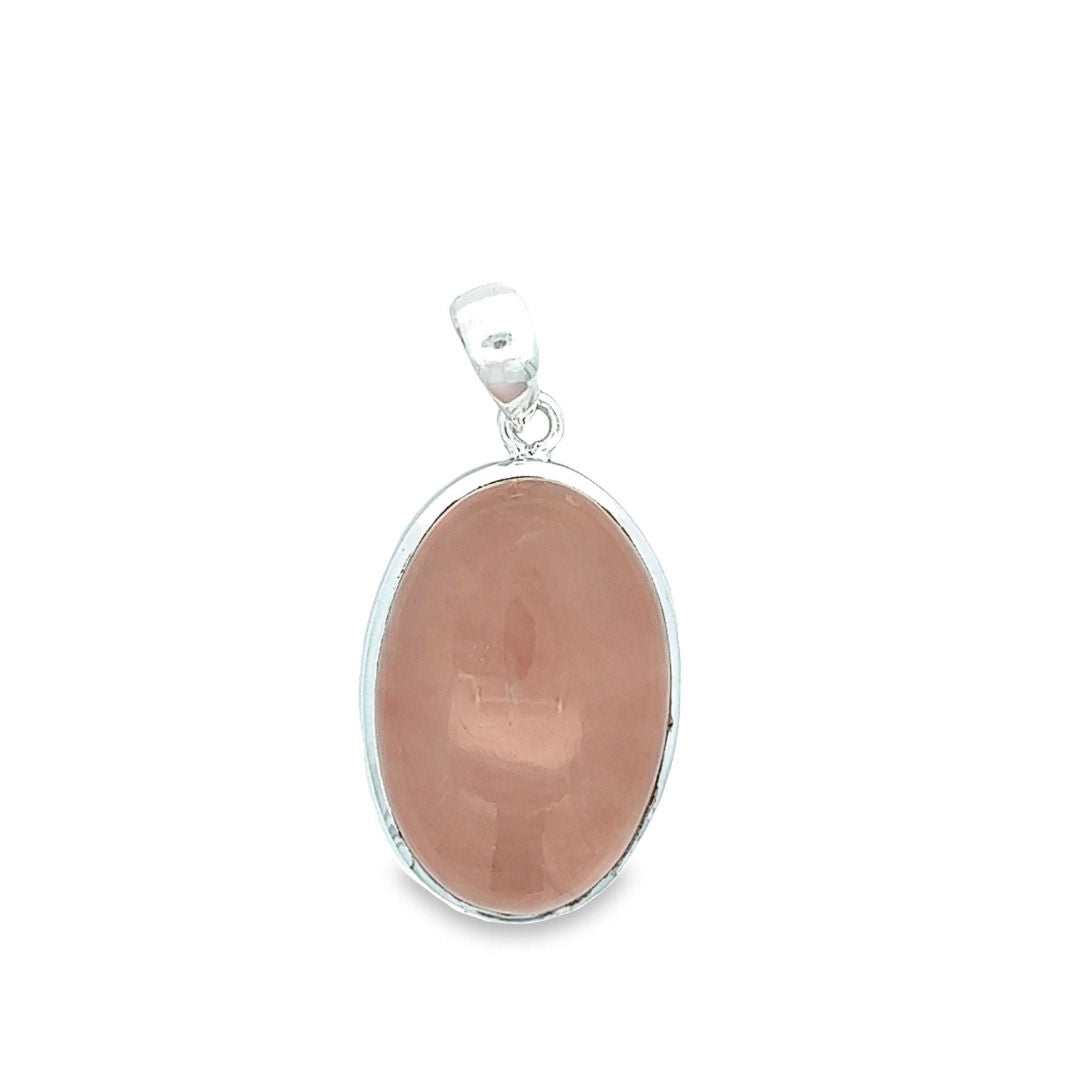 Ciondolo in quarzo rosa con montatura in argento
