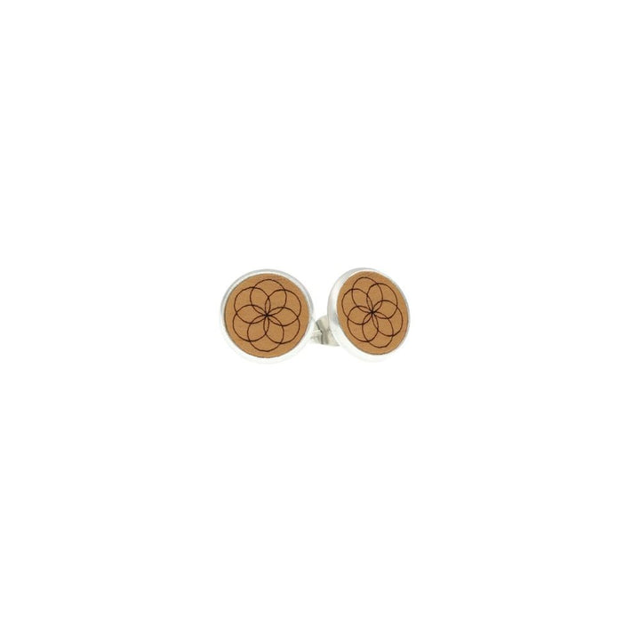 Samen des Lebens Ohrstecker aus Holz und Edelstahl