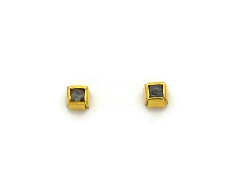 Ohrstecker Silber vergoldet mit Rohdiamant