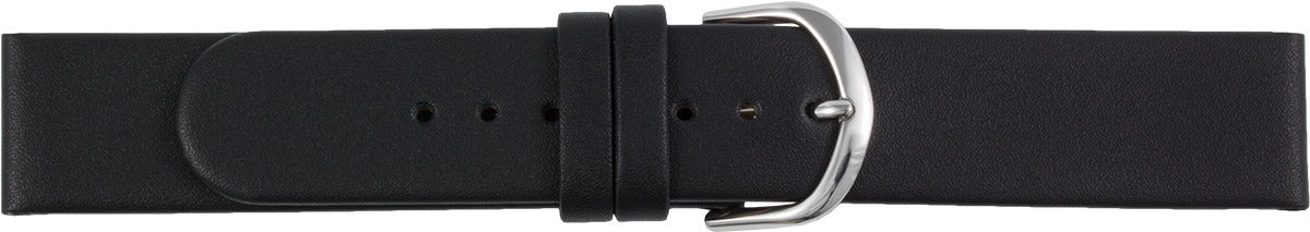 Lederuhrarmband schwarz 18 mm