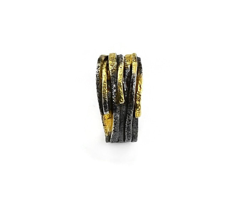 Ring Silber geschwärzt und vergoldet Gr. 59