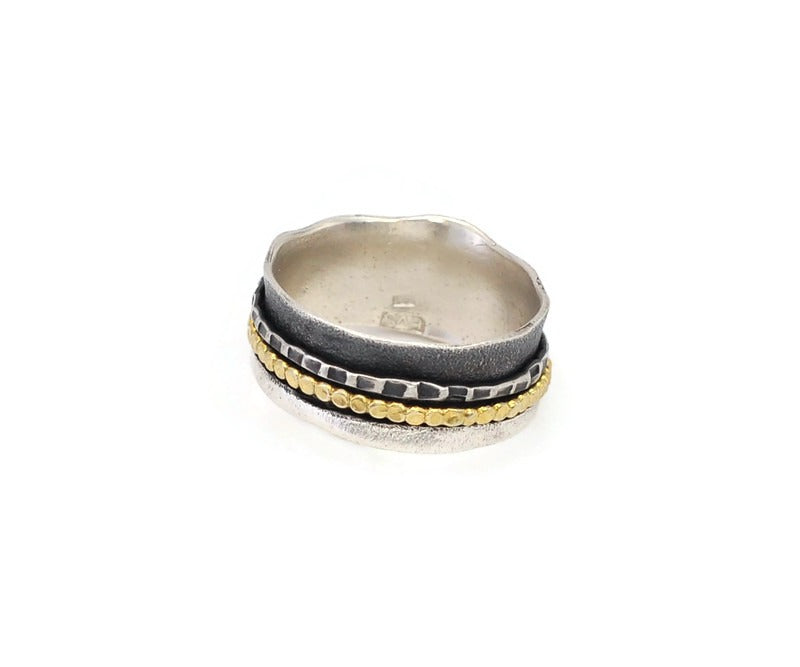 Ring Silber vergoldet und geschwärzt, Gr. 60