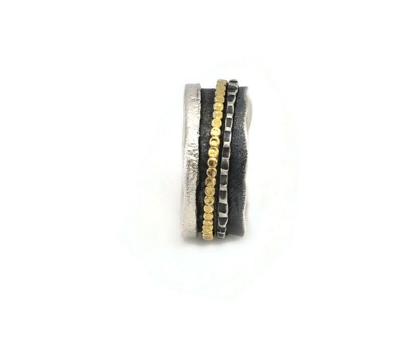 Ring Silber vergoldet und geschwärzt, Gr. 60