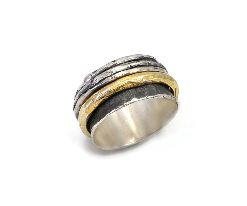 Ring Silber vergoldet und geschwärzt, Gr. 58