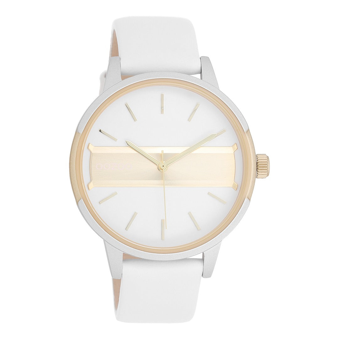 OOZOO Timepieces - C11150 - Damen - Leder-Armband - Weiss Gold