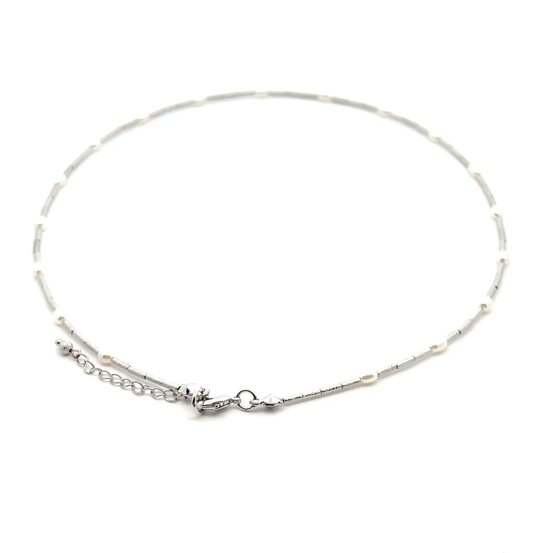 Rosario Pearls Choker (Placcato Rodio, Pearls)